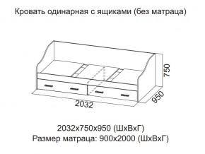 Кровать одинарная с ящиками (Без матраца 0,9*2,0) в Муравленко - muravlenko.magazin-mebel74.ru | фото